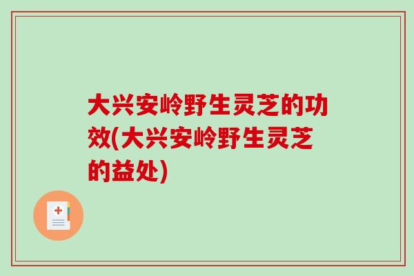 大兴安岭野生灵芝的功效(大兴安岭野生灵芝的益处)-第1张图片-破壁灵芝孢子粉研究指南