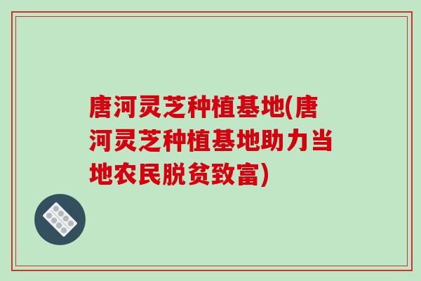 唐河灵芝种植基地(唐河灵芝种植基地助力当地农民脱贫致富)-第1张图片-破壁灵芝孢子粉研究指南