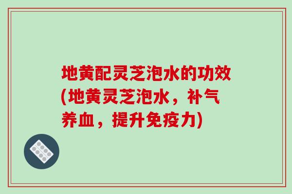 地黄配灵芝泡水的功效(地黄灵芝泡水，补气养血，提升免疫力)-第1张图片-破壁灵芝孢子粉研究指南