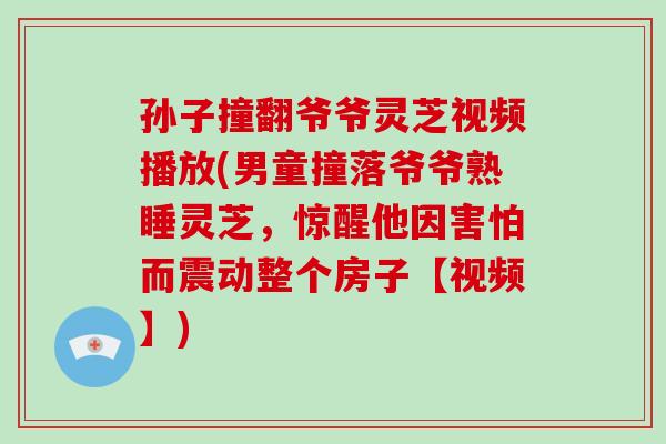 孙子撞翻爷爷灵芝视频播放(男童撞落爷爷熟睡灵芝，惊醒他因害怕而震动整个房子【视频】)-第1张图片-破壁灵芝孢子粉研究指南