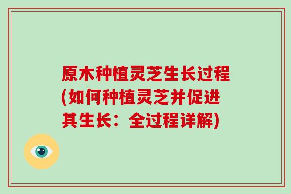 原木种植灵芝生长过程(如何种植灵芝并促进其生长：全过程详解)-第1张图片-破壁灵芝孢子粉研究指南