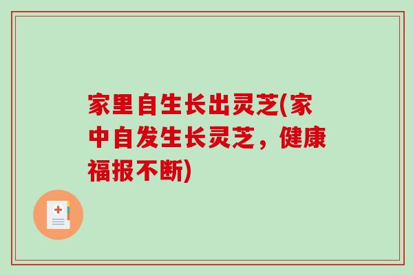 家里自生长出灵芝(家中自发生长灵芝，健康福报不断)-第1张图片-破壁灵芝孢子粉研究指南