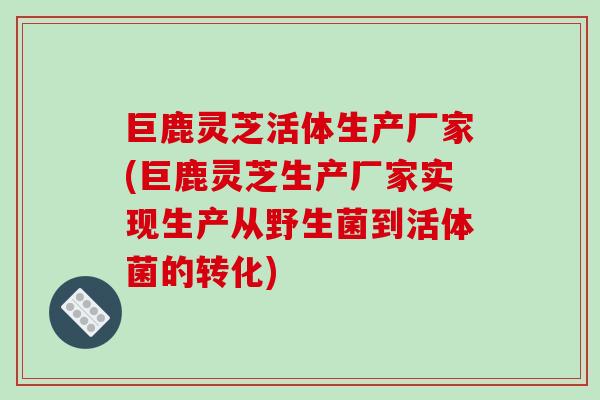 巨鹿灵芝活体生产厂家(巨鹿灵芝生产厂家实现生产从野生菌到活体菌的转化)-第1张图片-破壁灵芝孢子粉研究指南