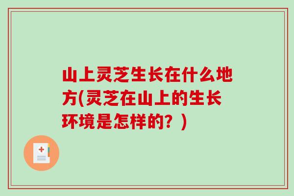 山上灵芝生长在什么地方(灵芝在山上的生长环境是怎样的？)-第1张图片-破壁灵芝孢子粉研究指南