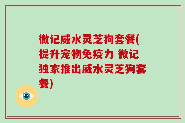 微记威水灵芝狗套餐(提升宠物免疫力 微记独家推出威水灵芝狗套餐)-第1张图片-破壁灵芝孢子粉研究指南