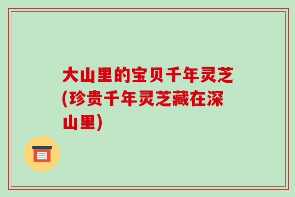 大山里的宝贝千年灵芝(珍贵千年灵芝藏在深山里)-第1张图片-破壁灵芝孢子粉研究指南 大山里的宝贝千年灵芝(珍贵千年灵芝藏在深山里)-第1张图片-破壁灵芝孢子粉研究指南
