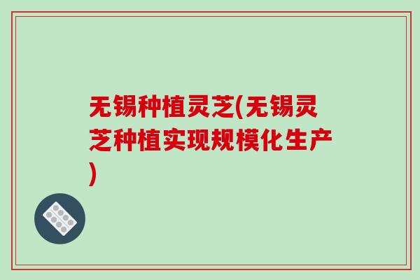 无锡种植灵芝(无锡灵芝种植实现规模化生产)-第1张图片-破壁灵芝孢子粉研究指南 无锡种植灵芝(无锡灵芝种植实现规模化生产)-第1张图片-破壁灵芝孢子粉研究指南