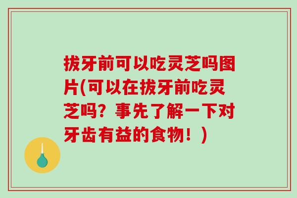 拔牙前可以吃灵芝吗图片(可以在拔牙前吃灵芝吗？事先了解一下对牙齿有益的食物！)-第1张图片-破壁灵芝孢子粉研究指南
