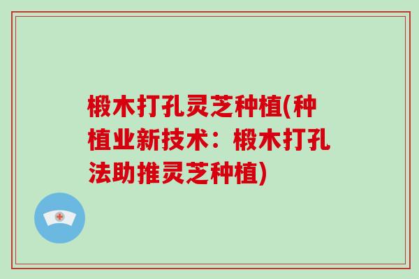 椴木打孔灵芝种植(种植业新技术:椴木打孔法助推灵芝种植)-第1张图片-破壁灵芝孢子粉研究指南 椴木打孔灵芝种植(种植业新技术:椴木打孔法助推灵芝种植)-第1张图片-破壁灵芝孢子粉研究指南