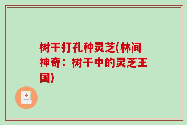 树干打孔种灵芝(林间神奇：树干中的灵芝王国)-第1张图片-破壁灵芝孢子粉研究指南