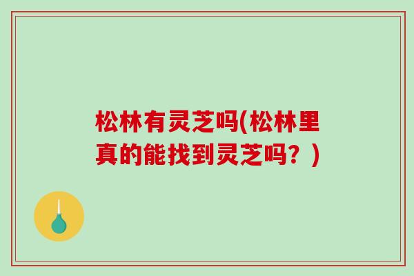 松林有灵芝吗(松林里真的能找到灵芝吗?)-第1张图片-破壁灵芝孢子粉研究指南 松林有灵芝吗(松林里真的能找到灵芝吗?)-第1张图片-破壁灵芝孢子粉研究指南