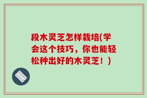段木灵芝怎样栽培(学会这个技巧,你也能轻松种出好的木灵芝!)-第1张图片-破壁灵芝孢子粉研究指南 段木灵芝怎样栽培(学会这个技巧,你也能轻松种出好的木灵芝!)-第1张图片-破壁灵芝孢子粉研究指南