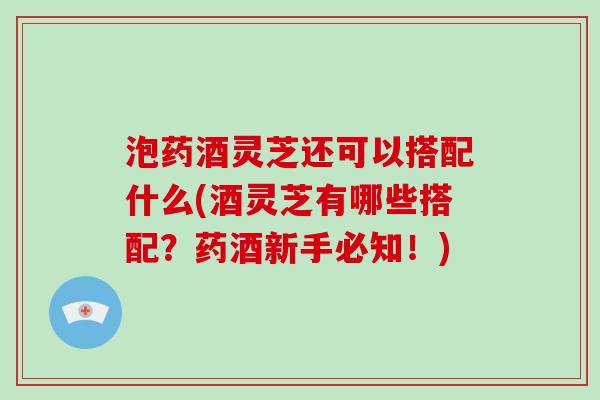 泡药酒灵芝还可以搭配什么(酒灵芝有哪些搭配？药酒新手必知！)-第1张图片-破壁灵芝孢子粉研究指南