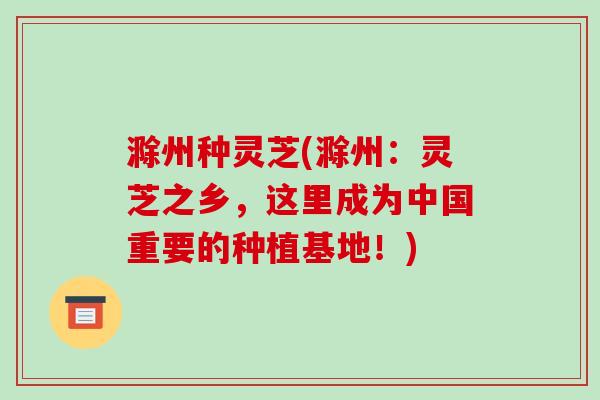 滁州种灵芝(滁州:灵芝之乡,这里成为中国重要的种植基地!)-第1张图片-破壁灵芝孢子粉研究指南 滁州种灵芝(滁州:灵芝之乡,这里成为中国重要的种植基地!)-第1张图片-破壁灵芝孢子粉研究指南