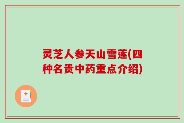 灵芝人参天山雪莲(四种名贵中药重点介绍)-第1张图片-破壁灵芝孢子粉研究指南 灵芝人参天山雪莲(四种名贵中药重点介绍)-第1张图片-破壁灵芝孢子粉研究指南