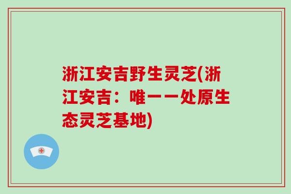 浙江安吉野生灵芝(浙江安吉:唯一一处原生态灵芝基地)-第1张图片-破壁灵芝孢子粉研究指南 浙江安吉野生灵芝(浙江安吉:唯一一处原生态灵芝基地)-第1张图片-破壁灵芝孢子粉研究指南