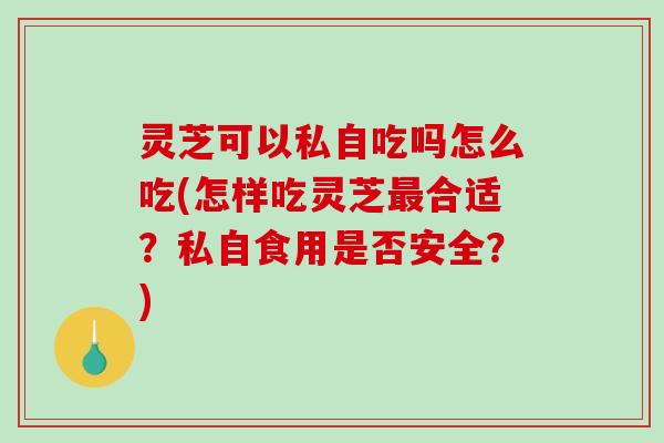 灵芝可以私自吃吗怎么吃(怎样吃灵芝最合适?私自食用是否安全?)-第1张图片-破壁灵芝孢子粉研究指南 灵芝可以私自吃吗怎么吃(怎样吃灵芝最合适?私自食用是否安全?)-第1张图片-破壁灵芝孢子粉研究指南