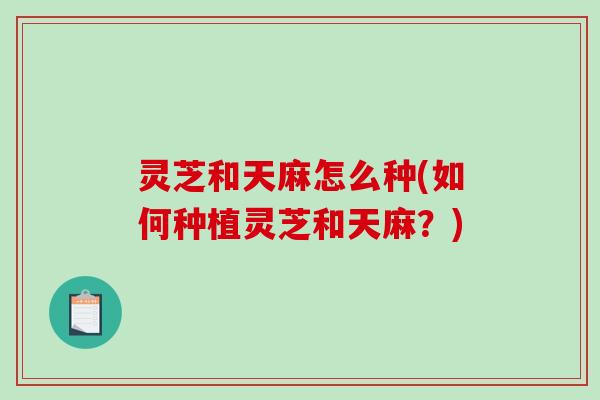 灵芝和天麻怎么种(如何种植灵芝和天麻?)-第1张图片-破壁灵芝孢子粉研究指南 灵芝和天麻怎么种(如何种植灵芝和天麻?)-第1张图片-破壁灵芝孢子粉研究指南