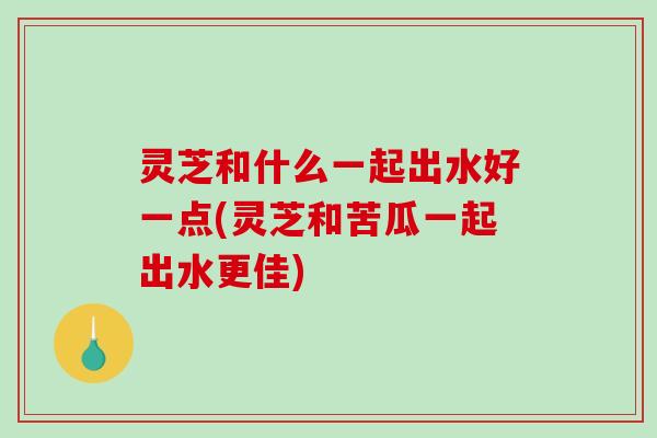 灵芝和什么一起出水好一点(灵芝和苦瓜一起出水更佳)-第1张图片-破壁灵芝孢子粉研究指南 灵芝和什么一起出水好一点(灵芝和苦瓜一起出水更佳)-第1张图片-破壁灵芝孢子粉研究指南