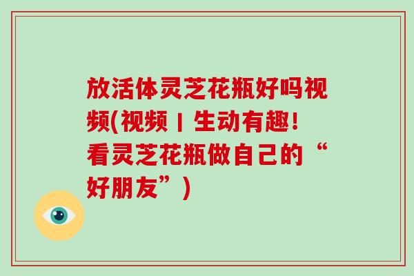 放活体灵芝花瓶好吗视频(视频丨生动有趣!看灵芝花瓶做自己的“好朋友”)-第1张图片-破壁灵芝孢子粉研究指南 放活体灵芝花瓶好吗视频(视频丨生动有趣!看灵芝花瓶做自己的“好朋友”)-第1张图片-破壁灵芝孢子粉研究指南