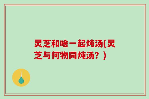 灵芝和啥一起炖汤(灵芝与何物同炖汤?)-第1张图片-破壁灵芝孢子粉研究指南 灵芝和啥一起炖汤(灵芝与何物同炖汤?)-第1张图片-破壁灵芝孢子粉研究指南