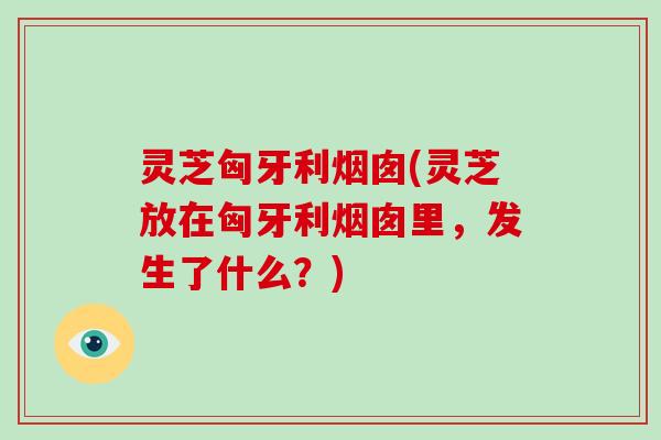 灵芝匈牙利烟囱(灵芝放在匈牙利烟囱里，发生了什么？)-第1张图片-破壁灵芝孢子粉研究指南