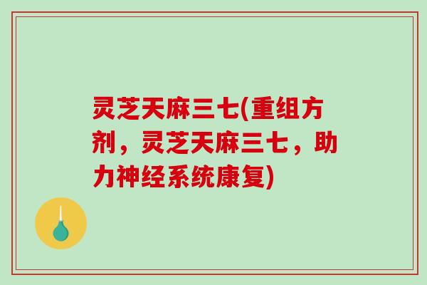 灵芝天麻三七(重组方剂,灵芝天麻三七,助力神经系统康复)-第1张图片-破壁灵芝孢子粉研究指南 灵芝天麻三七(重组方剂,灵芝天麻三七,助力神经系统康复)-第1张图片-破壁灵芝孢子粉研究指南