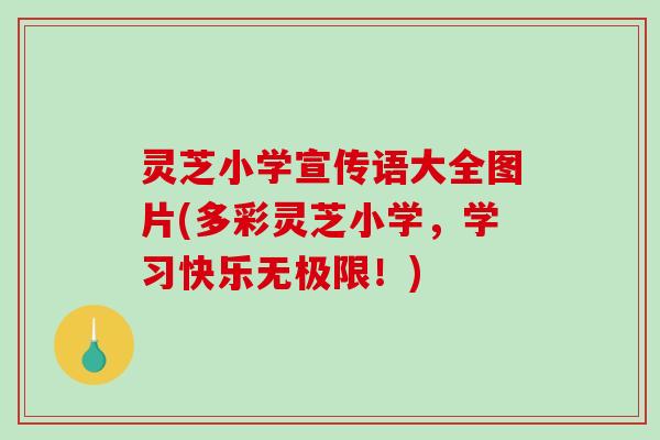 灵芝小学宣传语大全图片(多彩灵芝小学,学习快乐无极限!)-第1张图片-破壁灵芝孢子粉研究指南 灵芝小学宣传语大全图片(多彩灵芝小学,学习快乐无极限!)-第1张图片-破壁灵芝孢子粉研究指南