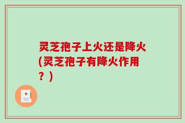灵芝孢子上火还是降火(灵芝孢子有降火作用?)-第1张图片-破壁灵芝孢子粉研究指南 灵芝孢子上火还是降火(灵芝孢子有降火作用?)-第1张图片-破壁灵芝孢子粉研究指南