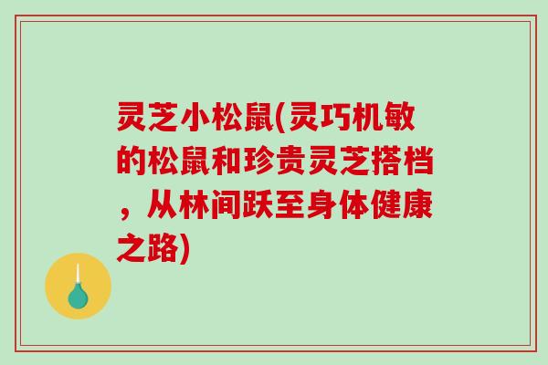 灵芝小松鼠(灵巧机敏的松鼠和珍贵灵芝搭档，从林间跃至身体健康之路)-第1张图片-破壁灵芝孢子粉研究指南