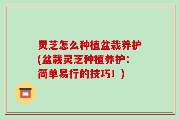 灵芝怎么种植盆栽养护(盆栽灵芝种植养护:简单易行的技巧!)-第1张图片-破壁灵芝孢子粉研究指南 灵芝怎么种植盆栽养护(盆栽灵芝种植养护:简单易行的技巧!)-第1张图片-破壁灵芝孢子粉研究指南