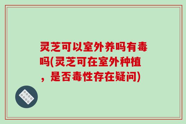 灵芝可以室外养吗有毒吗(灵芝可在室外种植,是否毒性存在疑问)-第1张图片-破壁灵芝孢子粉研究指南 灵芝可以室外养吗有毒吗(灵芝可在室外种植,是否毒性存在疑问)-第1张图片-破壁灵芝孢子粉研究指南