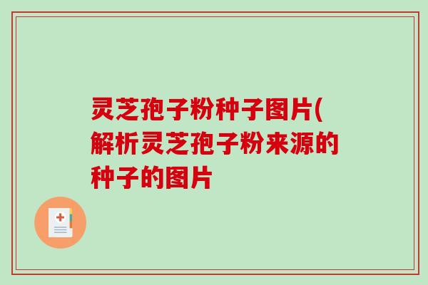 灵芝孢子粉种子图片(解析灵芝孢子粉来源的种子的图片-第1张图片-破壁灵芝孢子粉研究指南 灵芝孢子粉种子图片(解析灵芝孢子粉来源的种子的图片-第1张图片-破壁灵芝孢子粉研究指南