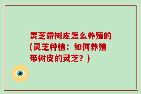 灵芝带树皮怎么养殖的(灵芝种植:如何养殖带树皮的灵芝?)-第1张图片-破壁灵芝孢子粉研究指南 灵芝带树皮怎么养殖的(灵芝种植:如何养殖带树皮的灵芝?)-第1张图片-破壁灵芝孢子粉研究指南