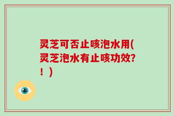 灵芝可否止咳泡水用(灵芝泡水有止咳功效?!)-第1张图片-破壁灵芝孢子粉研究指南 灵芝可否止咳泡水用(灵芝泡水有止咳功效?!)-第1张图片-破壁灵芝孢子粉研究指南