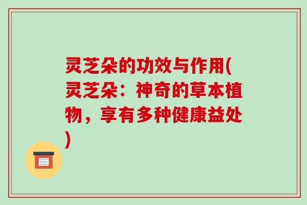灵芝朵的功效与作用(灵芝朵：神奇的草本植物，享有多种健康益处)-第1张图片-破壁灵芝孢子粉研究指南
