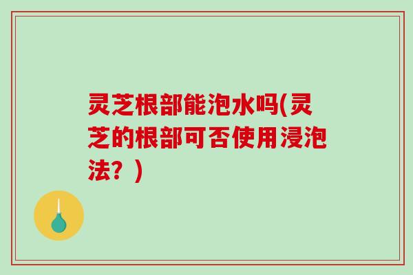 灵芝根部能泡水吗(灵芝的根部可否使用浸泡法?)-第1张图片-破壁灵芝孢子粉研究指南 灵芝根部能泡水吗(灵芝的根部可否使用浸泡法?)-第1张图片-破壁灵芝孢子粉研究指南