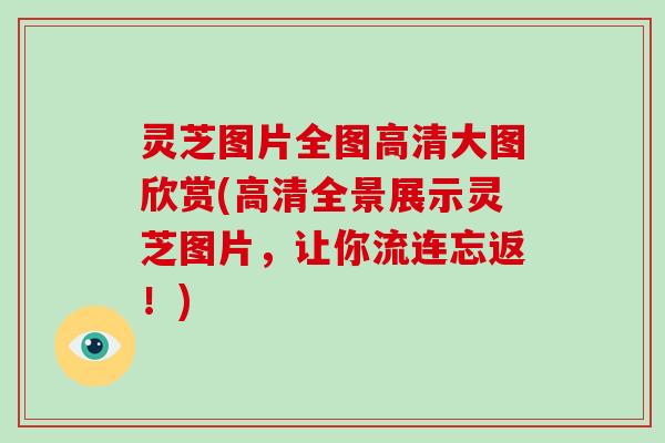 灵芝图片全图高清大图欣赏(高清全景展示灵芝图片，让你流连忘返！)-第1张图片-破壁灵芝孢子粉研究指南