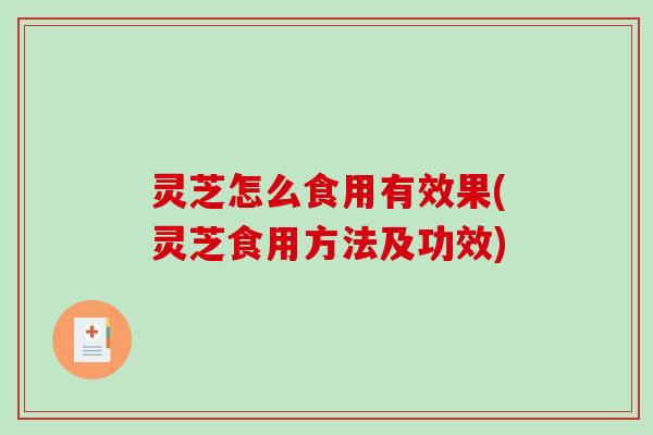 灵芝怎么食用有效果(灵芝食用方法及功效)-第1张图片-破壁灵芝孢子粉研究指南