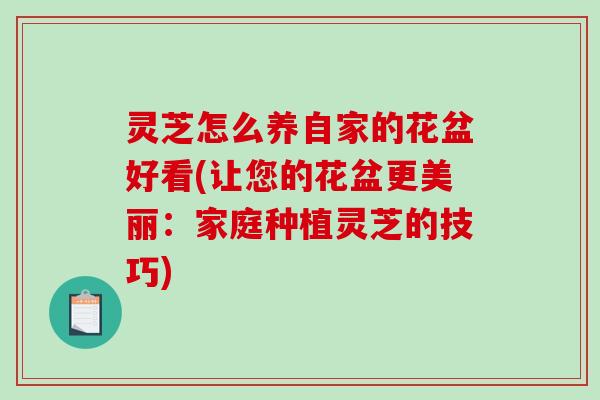 灵芝怎么养自家的花盆好看(让您的花盆更美丽:家庭种植灵芝的技巧)-第1张图片-破壁灵芝孢子粉研究指南 灵芝怎么养自家的花盆好看(让您的花盆更美丽:家庭种植灵芝的技巧)-第1张图片-破壁灵芝孢子粉研究指南
