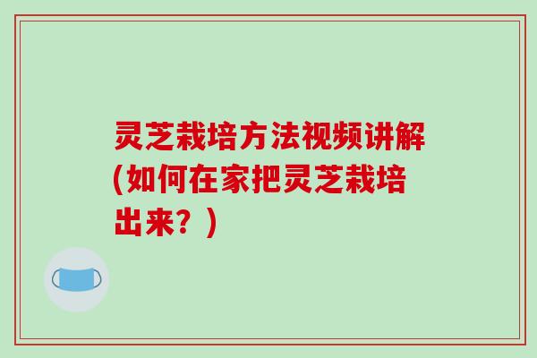 灵芝栽培方法视频讲解(如何在家把灵芝栽培出来？)-第1张图片-破壁灵芝孢子粉研究指南