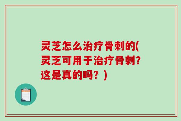 灵芝怎么治疗骨刺的(灵芝可用于治疗骨刺?这是真的吗?)-第1张图片-破壁灵芝孢子粉研究指南 灵芝怎么治疗骨刺的(灵芝可用于治疗骨刺?这是真的吗?)-第1张图片-破壁灵芝孢子粉研究指南