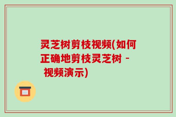 灵芝树剪枝视频(如何正确地剪枝灵芝树 - 视频演示)-第1张图片-破壁灵芝孢子粉研究指南 灵芝树剪枝视频(如何正确地剪枝灵芝树 - 视频演示)-第1张图片-破壁灵芝孢子粉研究指南