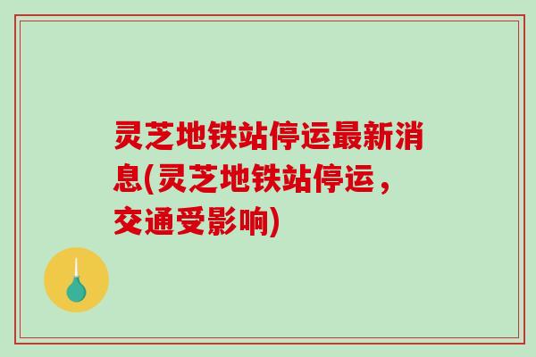 灵芝地铁站停运最新消息(灵芝地铁站停运,交通受影响)-第1张图片-破壁灵芝孢子粉研究指南 灵芝地铁站停运最新消息(灵芝地铁站停运,交通受影响)-第1张图片-破壁灵芝孢子粉研究指南