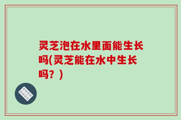 灵芝泡在水里面能生长吗(灵芝能在水中生长吗？)-第1张图片-破壁灵芝孢子粉研究指南