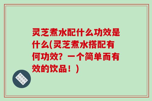 灵芝煮水配什么功效是什么(灵芝煮水搭配有何功效？一个简单而有效的饮品！)-第1张图片-破壁灵芝孢子粉研究指南