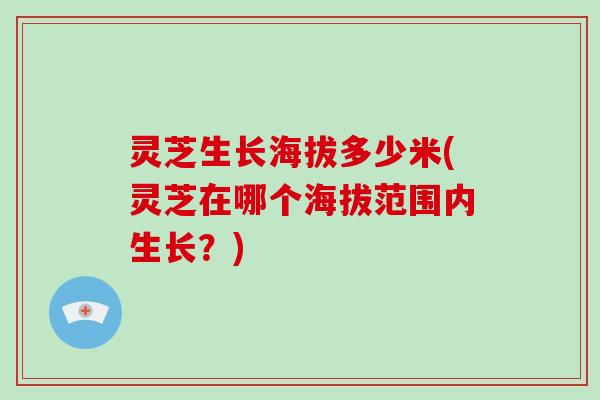灵芝生长海拔多少米(灵芝在哪个海拔范围内生长？)-第1张图片-破壁灵芝孢子粉研究指南