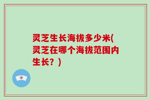 灵芝生长海拔多少米(灵芝在哪个海拔范围内生长？)-第1张图片-破壁灵芝孢子粉研究指南