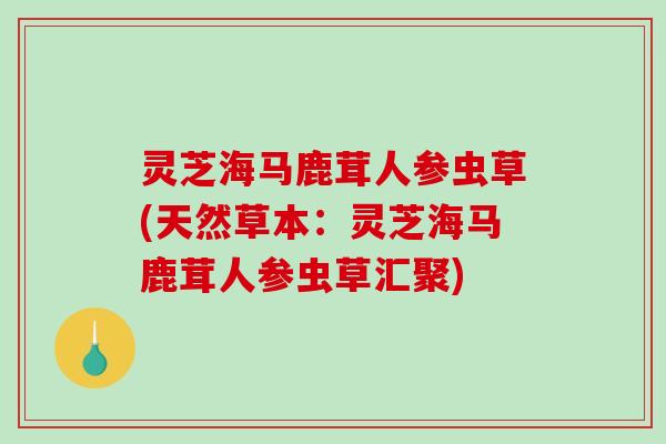 灵芝海马鹿茸人参虫草(天然草本:灵芝海马鹿茸人参虫草汇聚)-第1张图片-破壁灵芝孢子粉研究指南 灵芝海马鹿茸人参虫草(天然草本:灵芝海马鹿茸人参虫草汇聚)-第1张图片-破壁灵芝孢子粉研究指南