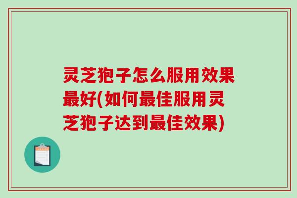 灵芝狍子怎么服用效果最好(如何最佳服用灵芝狍子达到最佳效果)-第1张图片-破壁灵芝孢子粉研究指南